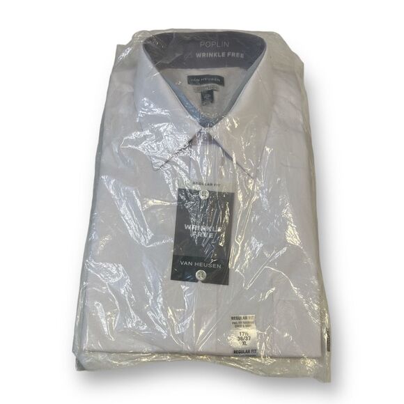 Van Heusen Poplin Wrinkle Free Regular Fit Dress Shirt XL 17.5 36/37 NWT - Picture 1 of 4